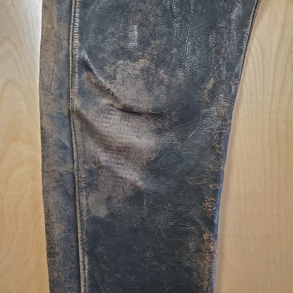 Vintage Distressed Leather Moto Riding Pants - Picture 10 of 16